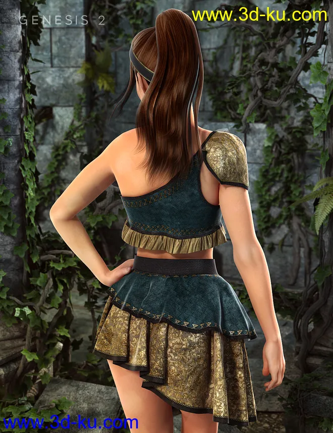 Druidic Princess Outfit for Genesis 2 Female(s)模型的图片3
