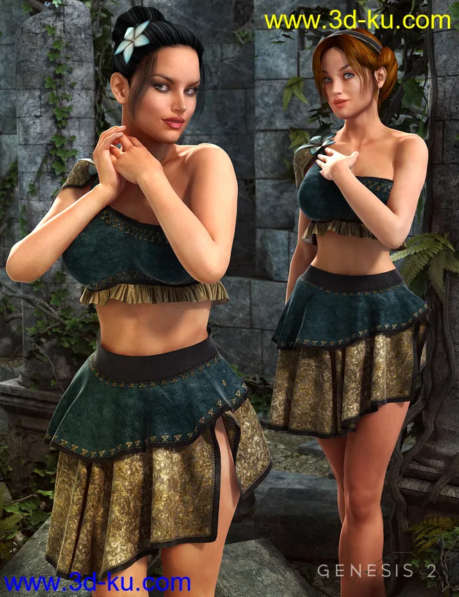 Druidic Princess Outfit for Genesis 2 Female(s)模型的图片4