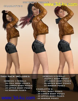 3D打印模型Easier Pose Creation for Genesis 3 & 8 Female(s) and Charlotte 8的图片