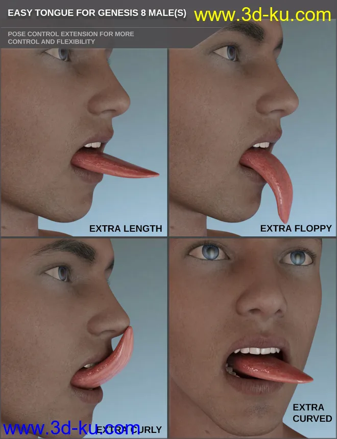 Easy Tongue for Genesis 8 Male(s)模型的图片1