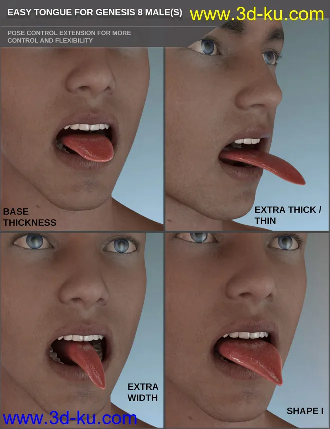 Easy Tongue for Genesis 8 Male(s)模型的图片2