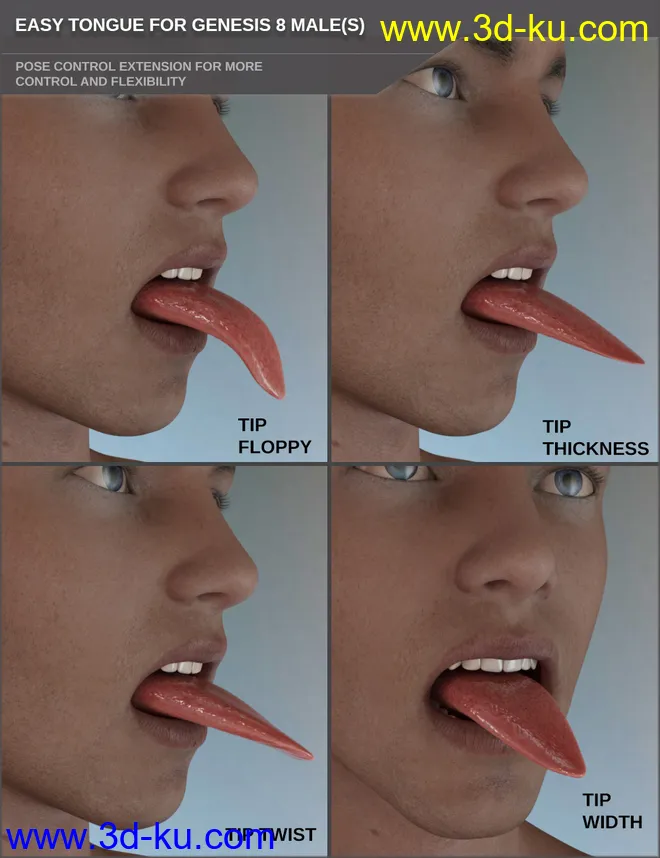Easy Tongue for Genesis 8 Male(s)模型的图片4