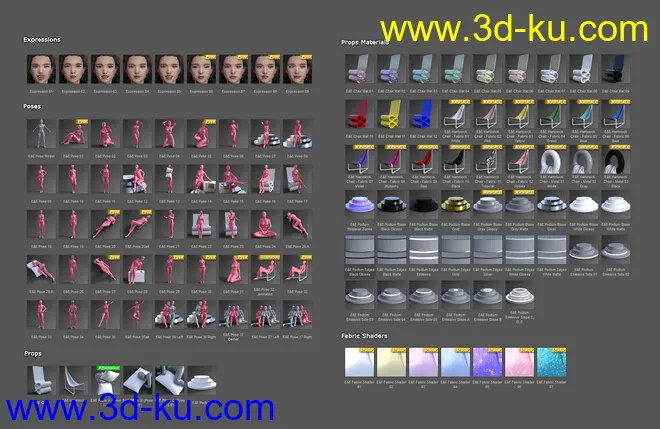 Elegant & Essential Poses, Props & Expressions for Genesis 8 Female模型的图片13