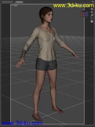 3D打印模型Ellie Farm Restless Outfit And Hair的图片
