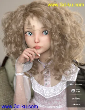 3D打印模型Emmy Lou and Her Dress for Genesis 8 Female的图片