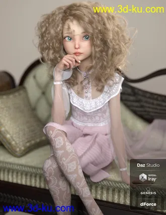 3D打印模型Emmy Lou and Her Dress for Genesis 8 Female的图片
