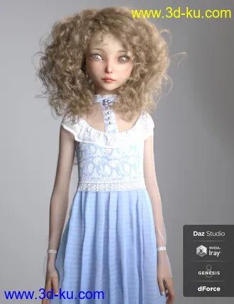 3D打印模型Emmy Lou and Her Dress for Genesis 8 Female的图片