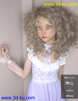 3D打印模型Emmy Lou and Her Dress for Genesis 8 Female的图片