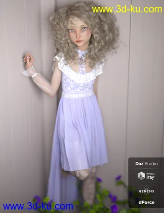 3D打印模型Emmy Lou and Her Dress for Genesis 8 Female的图片