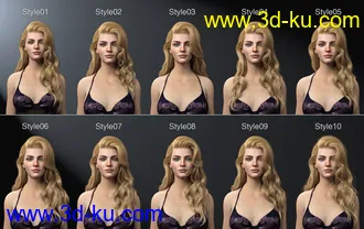 3D打印模型Ethel Hair for Genesis 8 and 8.1 Female的图片