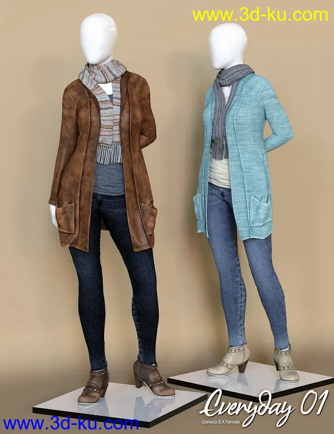 Everyday 01 dForce Clothing Set for Genesis 8 Female模型的图片1
