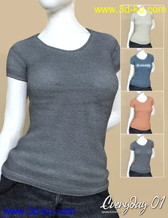 3D打印模型Everyday 01 dForce Clothing Set for Genesis 8 Female的图片
