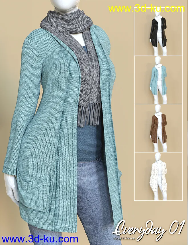 Everyday 01 dForce Clothing Set for Genesis 8 Female模型的图片7