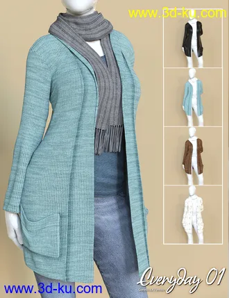 3D打印模型Everyday 01 dForce Clothing Set for Genesis 8 Female的图片