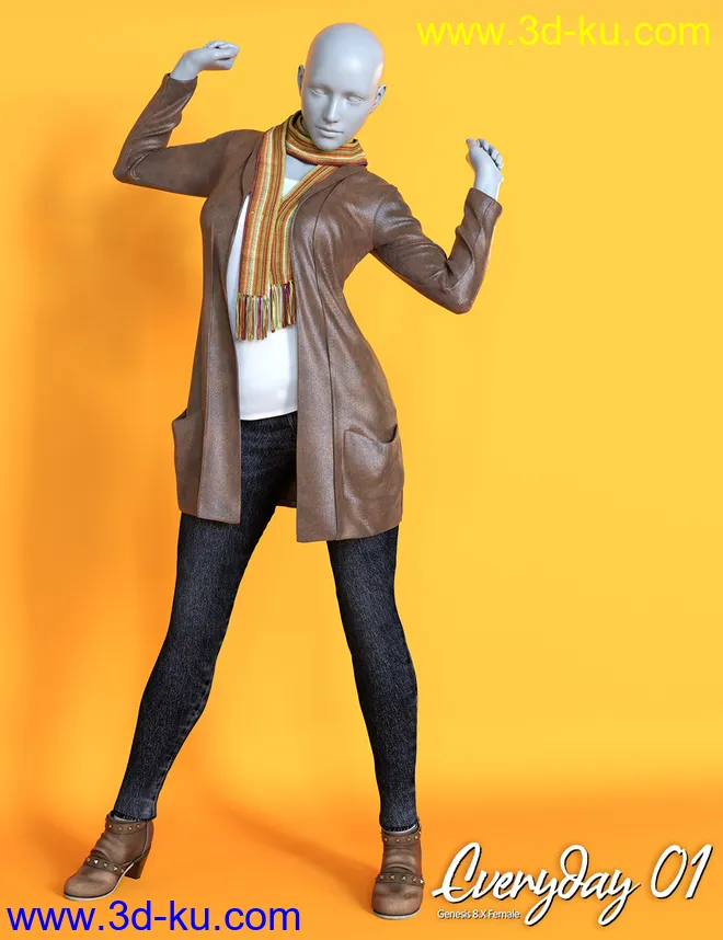 Everyday 01 dForce Clothing Set for Genesis 8 Female模型的图片8