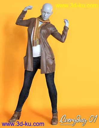 3D打印模型Everyday 01 dForce Clothing Set for Genesis 8 Female的图片