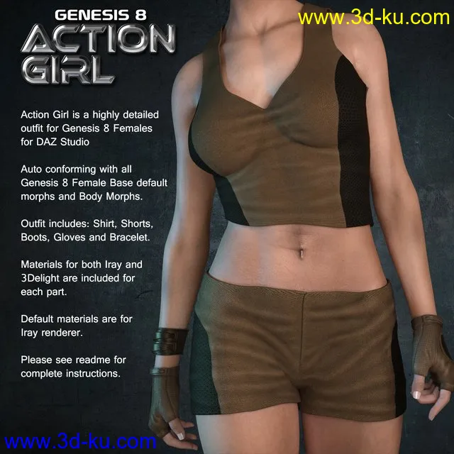 Exnem Action Girl for Genesis 8 Female模型的图片1