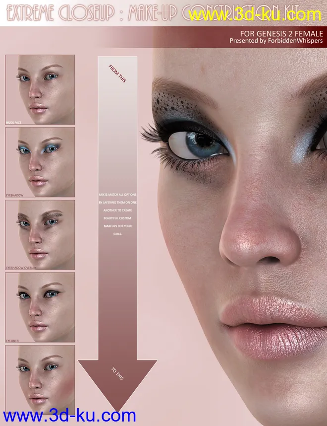 Extreme Closeup - Makeup for Genesis 2 Female(s)模型的图片1