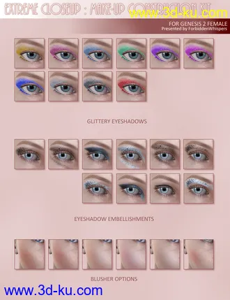 3D打印模型Extreme Closeup - Makeup for Genesis 2 Female(s)的图片