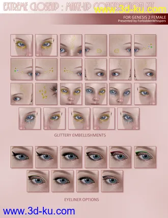 3D打印模型Extreme Closeup - Makeup for Genesis 2 Female(s)的图片