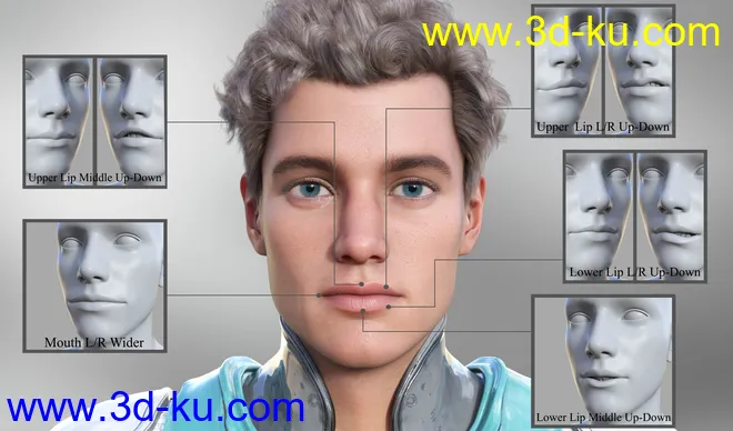 Face Control Expansion for Genesis 8.1 Male模型的图片5