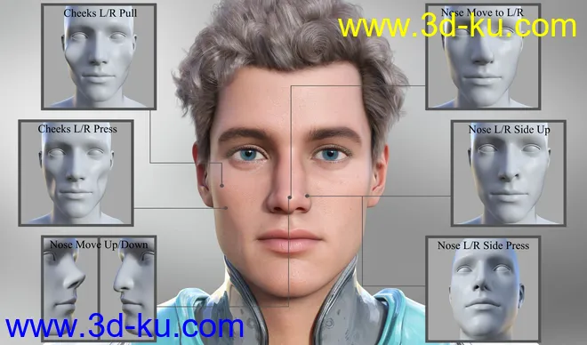 Face Control Expansion for Genesis 8.1 Male模型的图片6