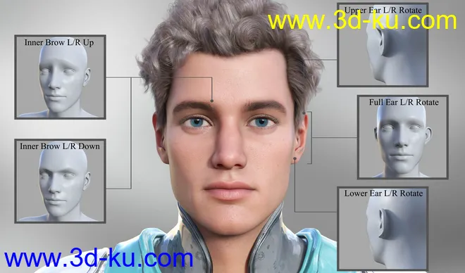 Face Control Expansion for Genesis 8.1 Male模型的图片7