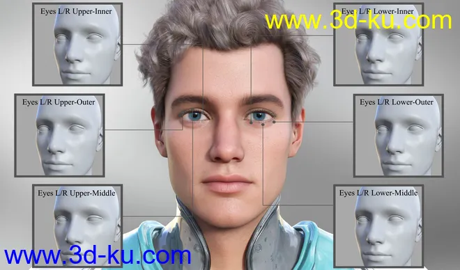 Face Control Expansion for Genesis 8.1 Male模型的图片8