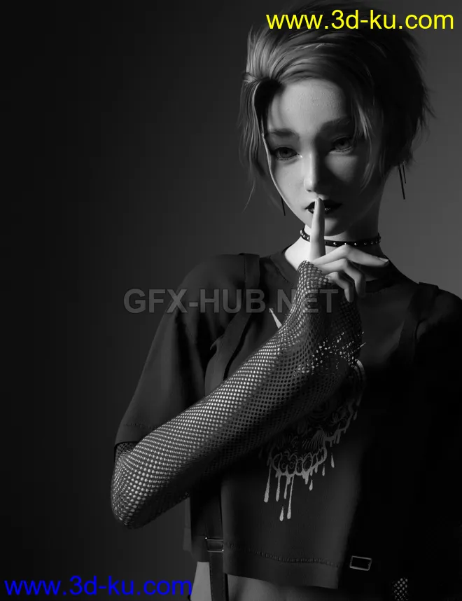 FE dForce Punk Street Outfit and Poses for Genesis 8 Females模型的图片1