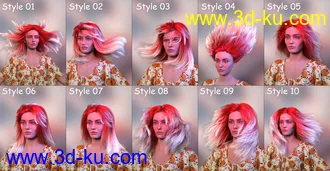 3D打印模型FE Young Girl Hair Vol 1 for Genesis 8 and 8.1 Females的图片