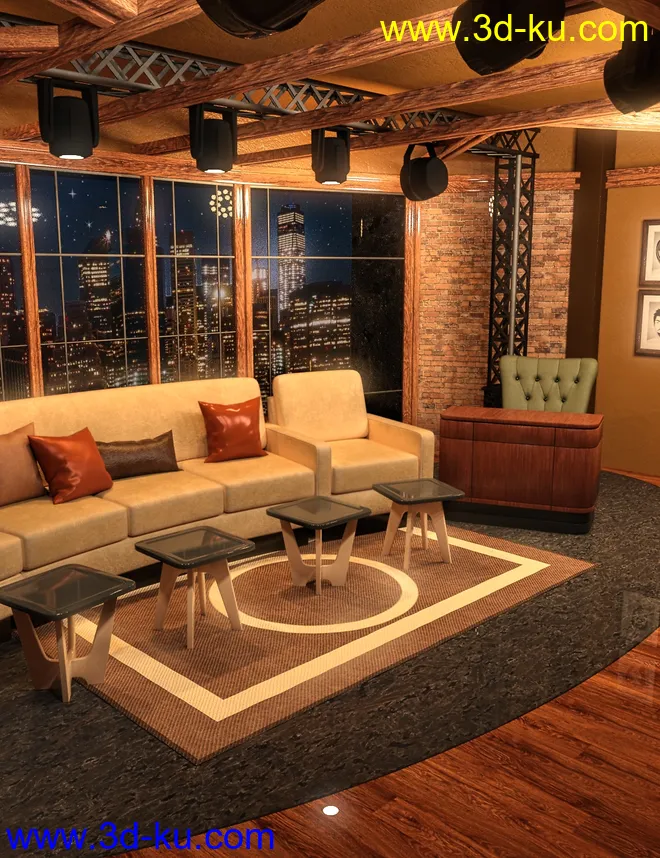 FG Talk Show Set and Dressing Room模型的图片1