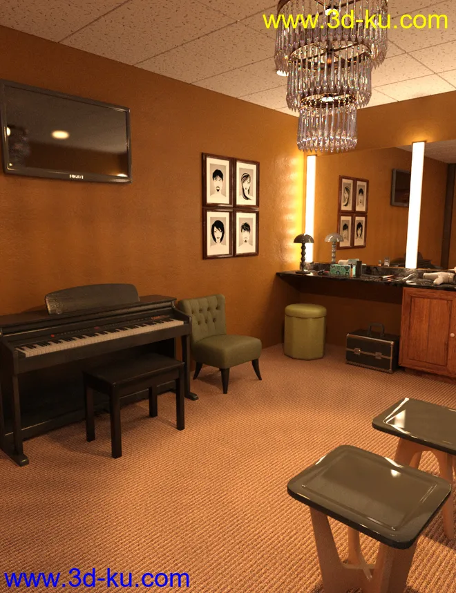 FG Talk Show Set and Dressing Room模型的图片4