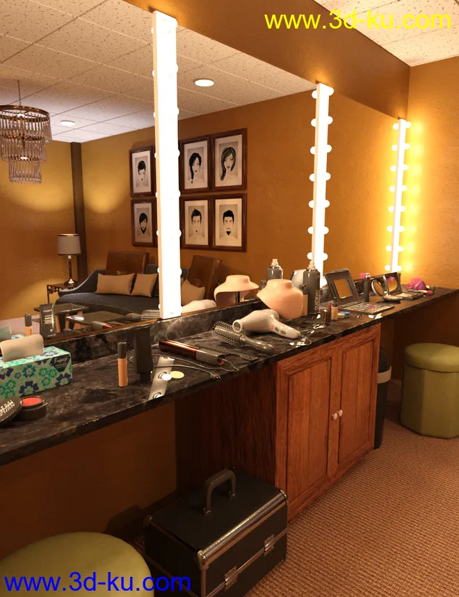 FG Talk Show Set and Dressing Room模型的图片7