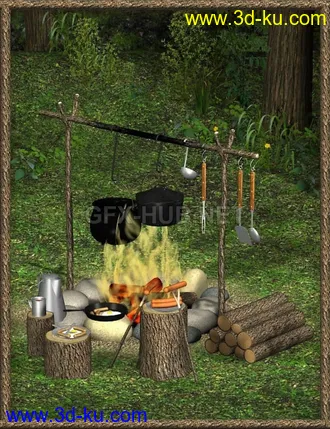 3D打印模型FIRE! Campfire and Cooking Set的图片