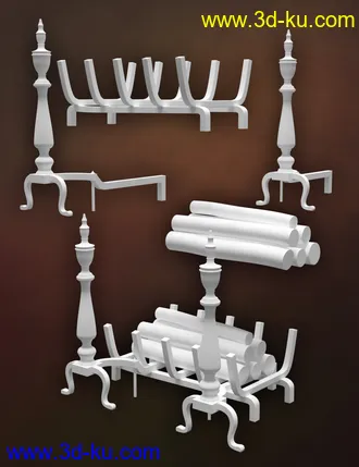 3D打印模型Fireplace Accessories Iray的图片