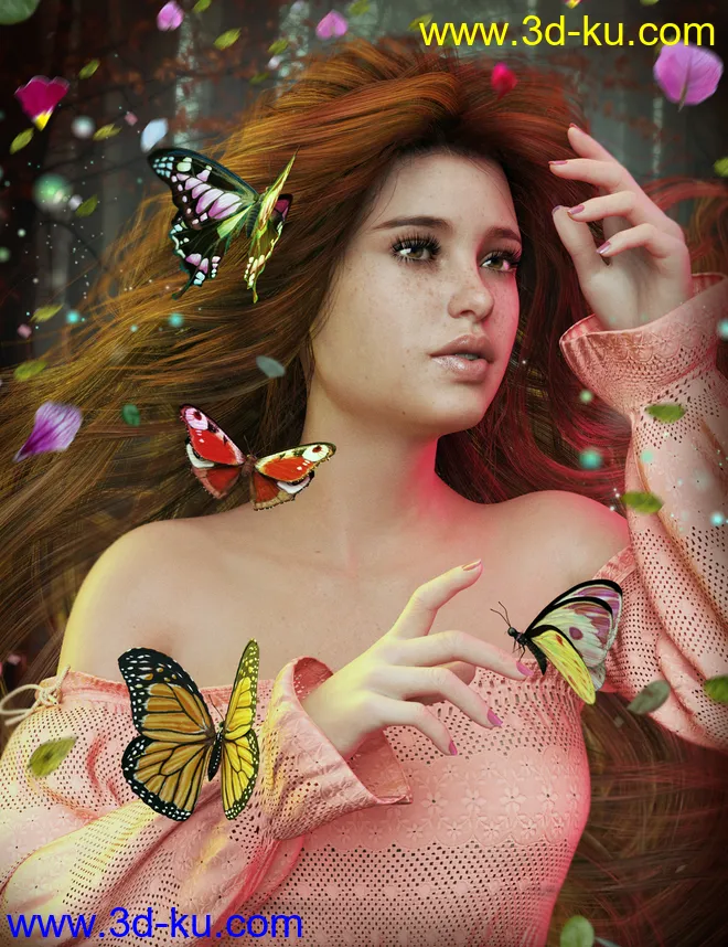 Flitterbye Butterfly and Poses for Genesis 8 Female模型的图片4