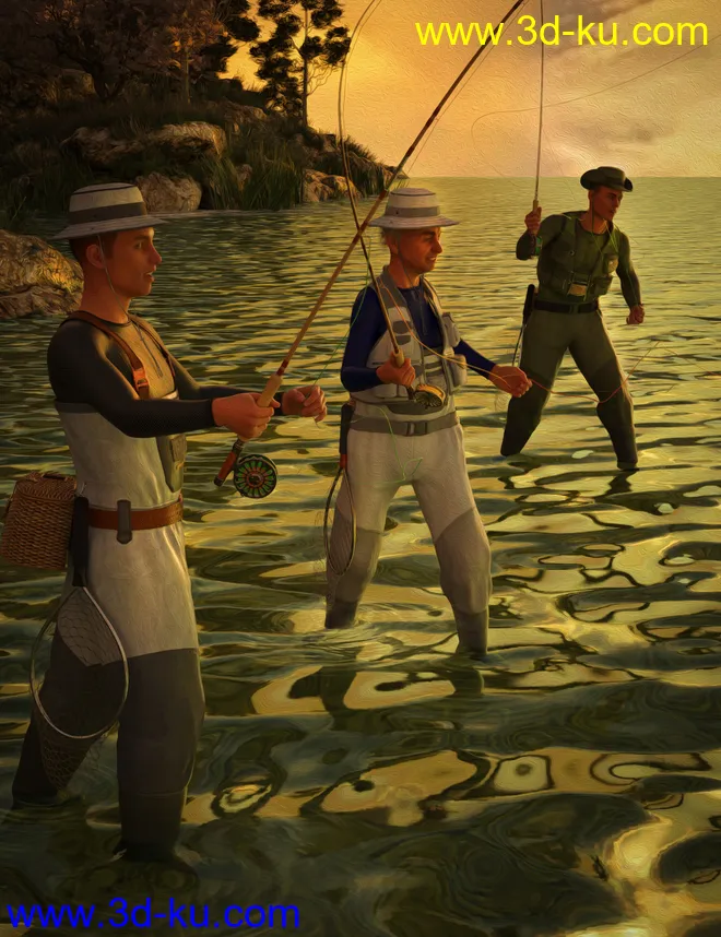 Fly Fishing Poses for Genesis 8 Males模型的图片1
