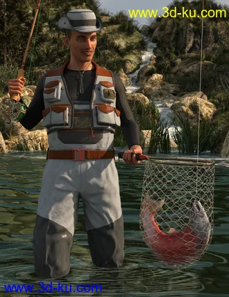 3D打印模型Fly Fishing Poses for Genesis 8 Males的图片