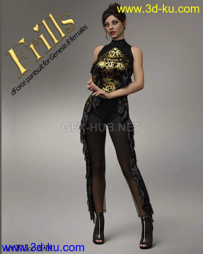 Frills dForce suit for Genesis 8 Females模型的图片1