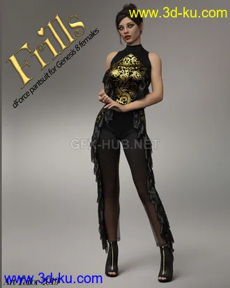 3D打印模型Frills dForce suit for Genesis 8 Females的图片