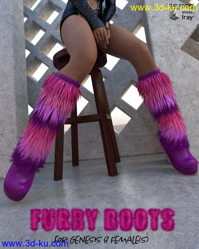 Furry Boots for Genesis 8 Females模型的图片1