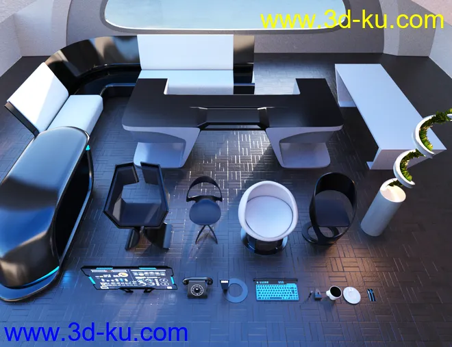 Futuristic Executive Office模型的图片5