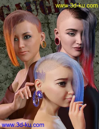 3D打印模型Gauged Ears and Jewelry for Genesis 8.1 Female的图片
