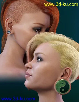 3D打印模型Gauged Ears and Jewelry for Genesis 8.1 Female的图片
