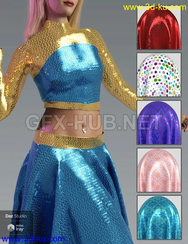 Glitz and Glam Fabric Iray Shaders模型的图片1