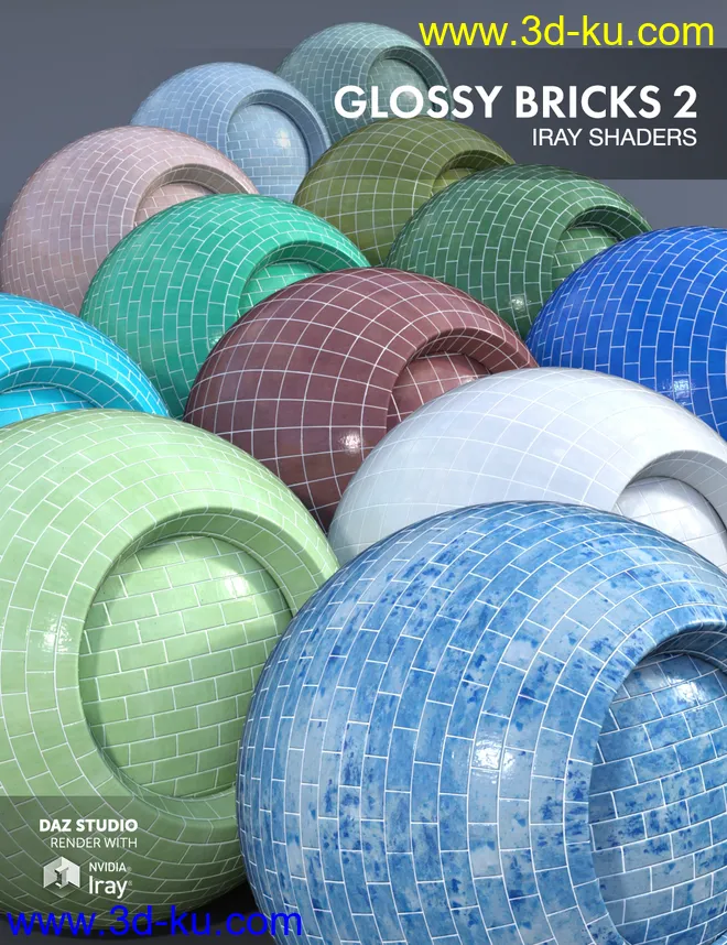 Glossy Bricks 2 - Iray Shaders模型的图片1