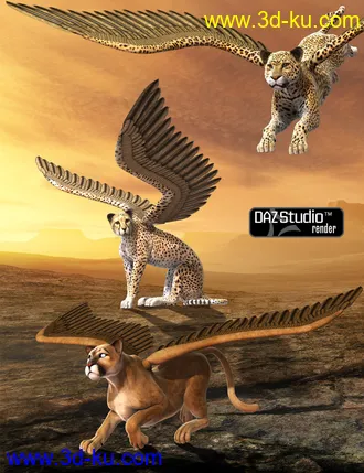 3D打印模型Griffin Wings for DAZ Big Cat 2的图片