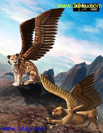 3D打印模型Griffin Wings for DAZ Big Cat 2的图片