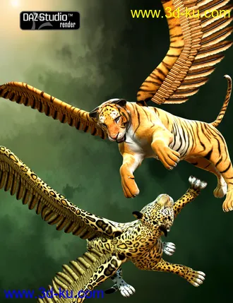 3D打印模型Griffin Wings for DAZ Big Cat 2的图片