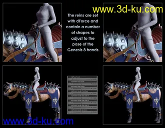 3D打印模型Guardian Horse Armor for DAZ Horse 2的图片